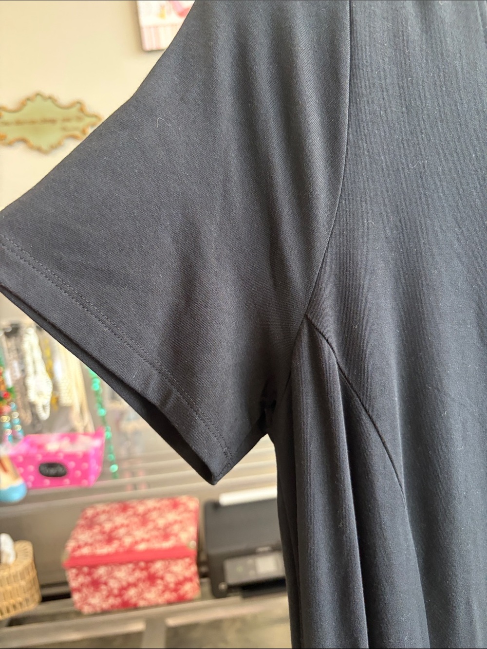 Lauren Ralph Lauren Black Midi Dress with White Hem Stripes - Picture 3 of 6